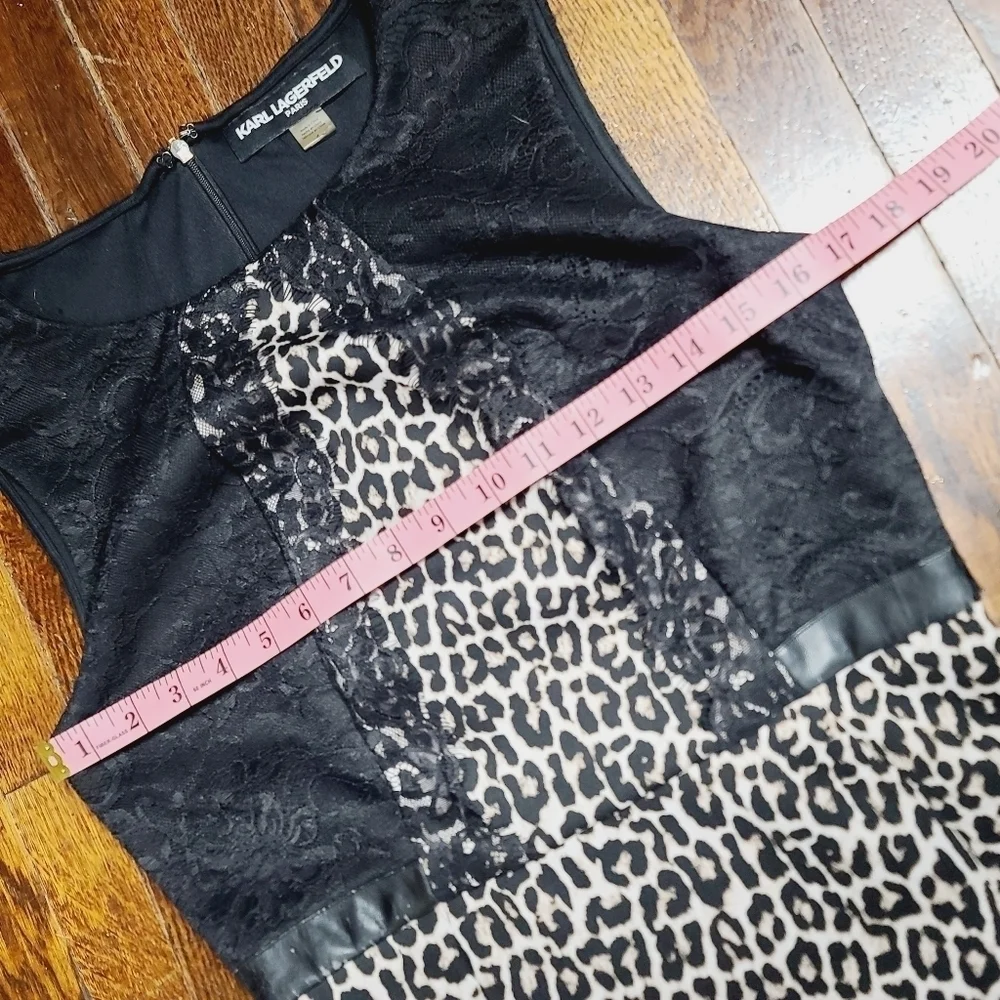 Karl Lagerfeld Paris Mob Wife Leopard Black Lace Dress size 6 - Picture 5 of 10